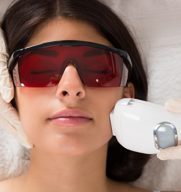 a woman having a skin laser treatment